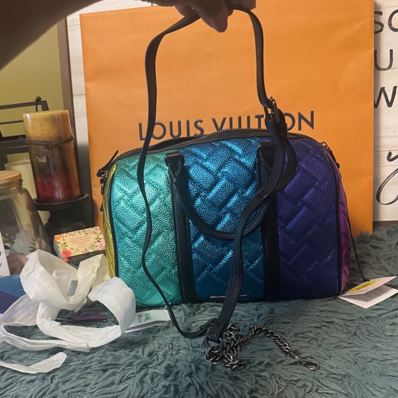 Brand New!!Kurt Geiger Purple, Blue, Gold, and Silver Quilted Satchel - Picture 7 of 8